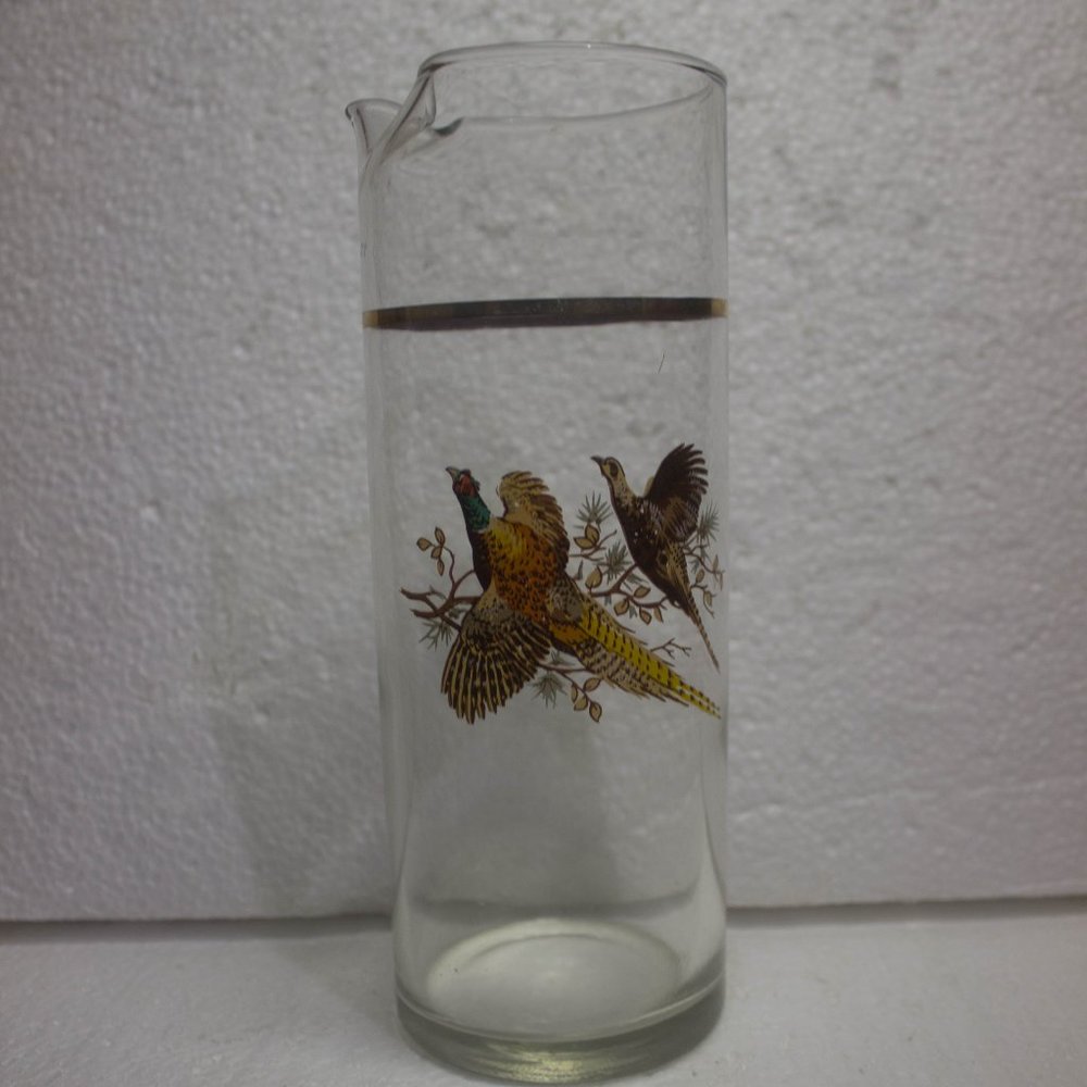 Mid-Century Pheasant Cocktail Pitcher by Princess House Glass